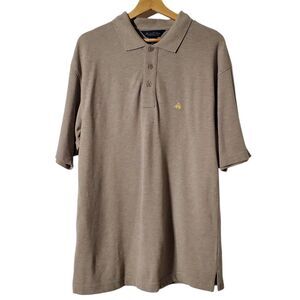 Brooks Brothers 100% Cotton Polo Shirt M Tan Lightweight Short Sleeve Golf Mens